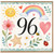 96th Birthday Card, Cute Watercolour Rainbow Sun and Flowers Design