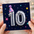 10th Birthday Card, Disco Number 10 Party Hat Design