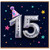 15th Birthday Card, Disco Stars Party Hat Design
