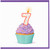 7th Birthday Card, Cute Cupcake Candle Design