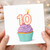 10th Birthday Card, Cupcake Candle Design