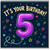 5th Birthday Card, Colourful Kids Birthday Card with Number 5 Balloon