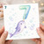 7th Birthday Card, Cute Narwhal Card