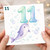 11th Birthday Card, Cute Narwhal Number 11 Card