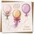69th Birthday Card, 145mm x 145mm - Elegant Balloons and Confetti Design, Includes Kraft Envelope