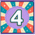 4th Birthday Card, Colourful Retro Burst Number 4 Card