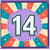 14th Birthday Card, Retro Number 14 Birthday Card