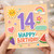 14th Birthday Card, Cute Rainbow Sun and Fruit Birthday Card
