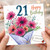 21st Birthday Card, Happy Birthday Floral Bouquet Card