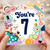 7th Birthday Card, Beauty Themed 'You're 7' Card