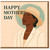Happy Mothers Day Card - Elegant Illustrated Woman in Hat, Modern Minimalist Portrait Design for Mum