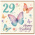 29th Birthday Card, Happy Birthday Butterfly Card