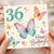36th Birthday Card, Happy Birthday Butterfly Design