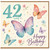 42nd Birthday Card, Butterfly Floral Happy Birthday Card