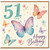 51st Birthday Card, Happy Birthday Butterflies Card