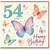54th Birthday Card, Butterfly and Floral Happy Birthday Card for Her
