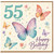 55th Birthday Card, Butterfly Happy Birthday Card