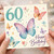 60th Birthday Card, Butterfly Floral Happy Birthday Card