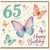 65th Birthday Card, Butterfly Floral Happy Birthday Card for Her