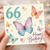 66th Birthday Card, Butterfly Floral Happy Birthday Card