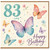 83rd Birthday Card, Butterfly Design Happy Birthday Card