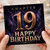 19th Birthday Card, Dark Purple Lightning Birthday Card for 19 Year Old