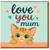 Love You Mum Card - Cute Cat Illustration with Hearts - Mother’s Day or Any Day Mum Appreciation Greeting Card