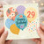 29th Birthday Card, Happy Birthday Balloon Design