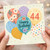 44th Birthday Card, Happy Birthday Balloons Floral Design
