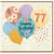 77th Birthday Card, Floral Balloon Happy Birthday Card