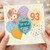93rd Birthday Card, Floral Balloon Happy Birthday Card
