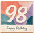 98th Birthday Card, Happy Birthday Card with Colourful Abstract Design