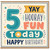 5th Birthday Card, 5 Today Hooray Fun Happy Birthday Card
