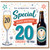 20th Birthday Card, Special Cheers To You Beer Bottle and Champagne Glass Design