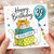 39th Birthday Card, Happy Birthday with Love Gift Box and Balloon Design