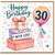 30th Birthday Card, Happy Birthday with Gifts and Balloon Design