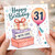 31st Birthday Card, Happy Birthday Balloon and Gift Boxes Design