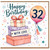 32nd Birthday Card, Happy Birthday with Love Balloon and Gifts Design