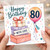80th Birthday Card, Happy Birthday With Love Gift Box and Balloon Design