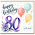 80th Birthday Card, Happy Birthday with Love Balloon and Floral Design