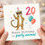 20th Birthday Card, Party Animal Leopard Design