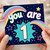 1st Birthday Card, You Are 1 Rainbow and Stars Design