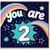 2nd Birthday Card, Rainbow Stars Design, You Are 2 Card