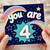 4th Birthday Card, You Are 4 Rainbow Stars Design