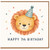 7th Birthday Card, Cute Lion Party Hat Birthday Card