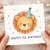7th Birthday Card, Cute Lion Party Hat Birthday Card