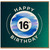 16th Birthday Card, Happy Birthday Blue Brush Stroke Design