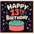 13th Birthday Card, Happy 13th Birthday Card, Teen Birthday Card