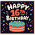 16th Birthday Card, Happy 16th Birthday Cake Design Card