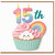 15th Birthday Card, Cute Rainbow Cupcake Design